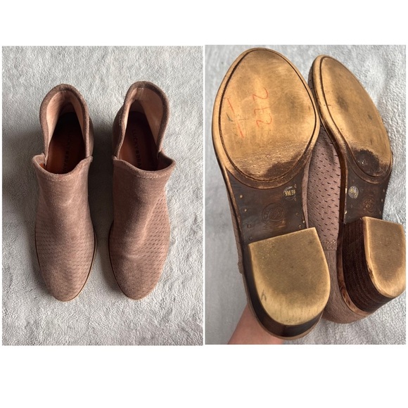 Lucky Brand Baley Perforated Leather Ankle Boot Bootie Light Brown Sz 9 - Picture 3 of 16